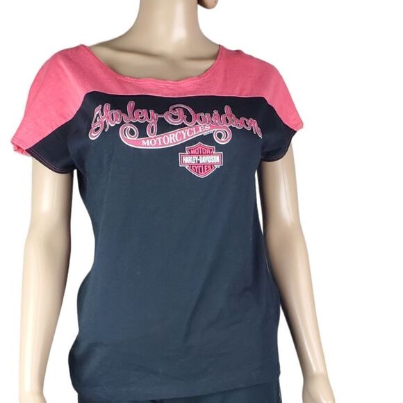 Harley Davidson Black & Orange T-Shirt - Picture 1 of 4